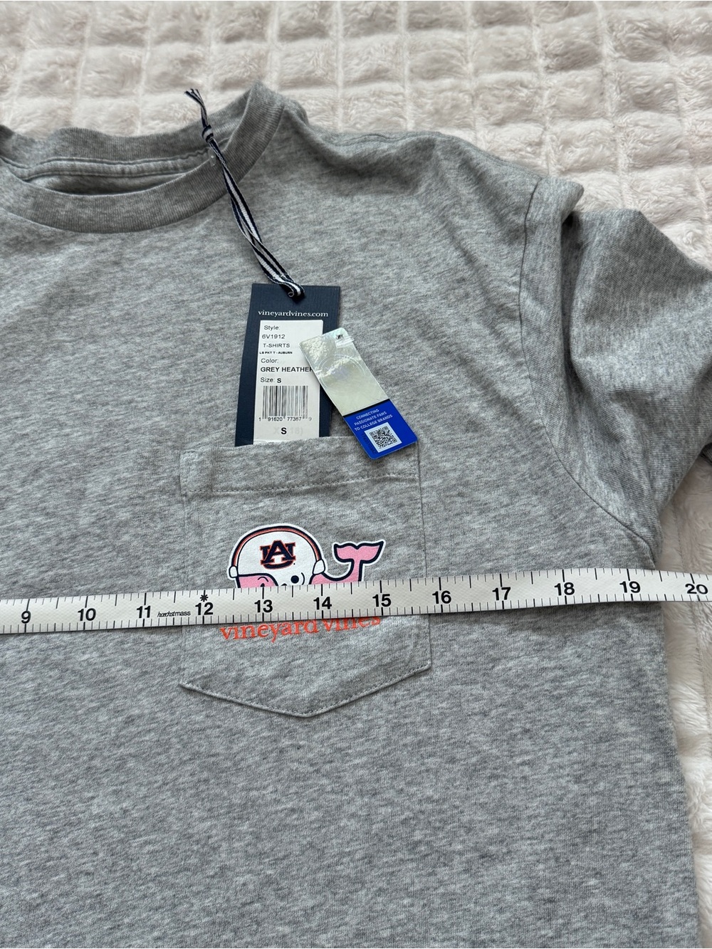 NEW Vineyard Vines Auburn University Small Long Sleeve Gray Whale T-Shirt - Picture 5 of 8